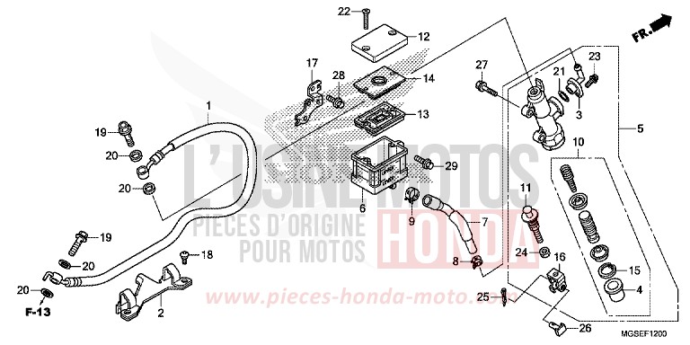 REAR BRAKE MASTER CYLINDER (NC700S) von NC700S Schaltgetriebe GRAPHITE BLACK (NHB01) von 2013